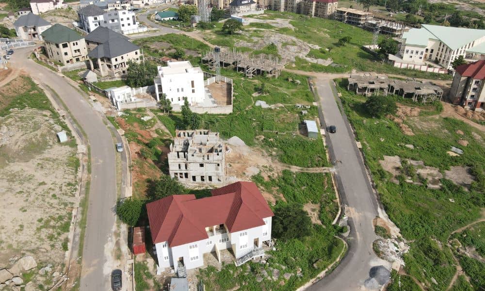 Aerial view of fast-growing development where an ALTA title survey helps confirm boundaries and identify risks during land expansion