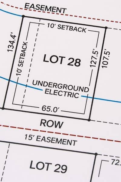 Alta title survey table a items map - ALTA SURVEY Idaho Survey map showing Table A items such as easements, setbacks, and underground utilities on an ALTA title survey.